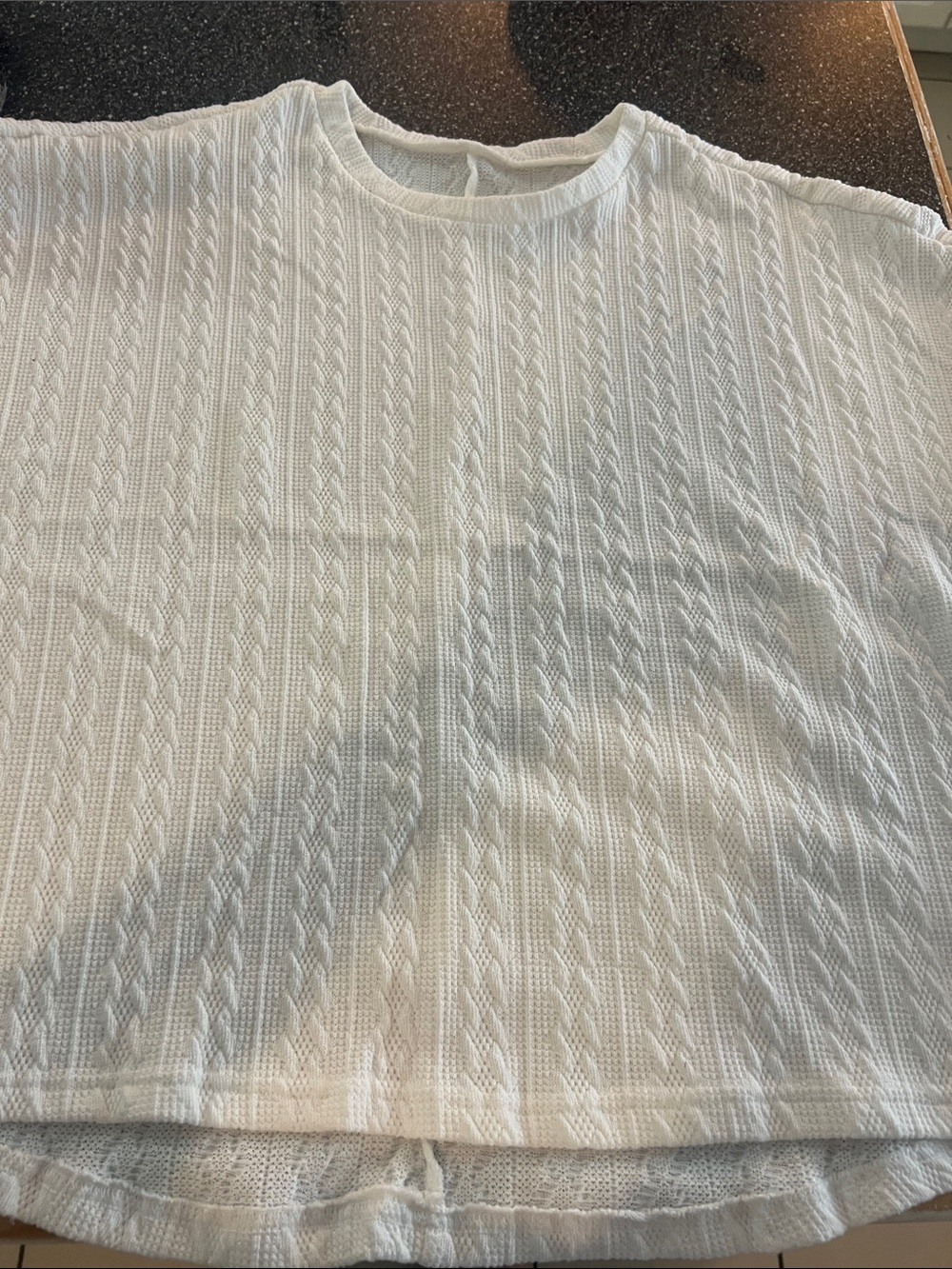 Cotton Cable-Knit Crewneck Top - White